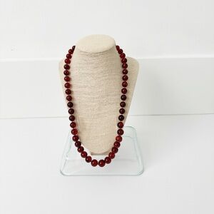 Vintage Genuine Cherry Amber Necklace Long 25"